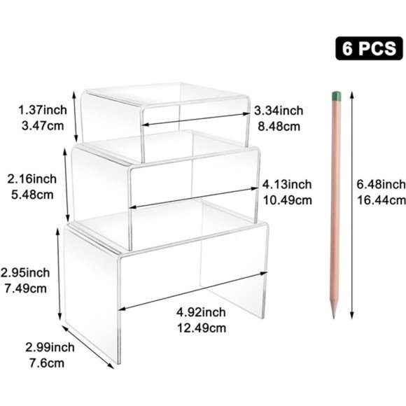2 Sets Acrylic Display Risers(3",4",5") Clear Product Stand,Cupcakes Holder - Picture 3 of 7